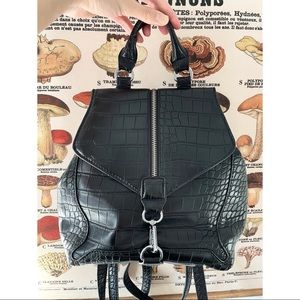 Skinnydip Mini Backpack in Black Faux Crocodile